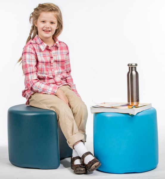 Playscapes Children's Eco Circle Seating, children sitting on colorful eco-friendly seating furniture in a play area.